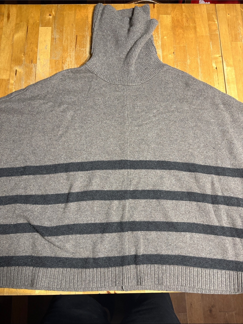 Banana Republic Gray Poncho Sweater with Dark Gray Stripes